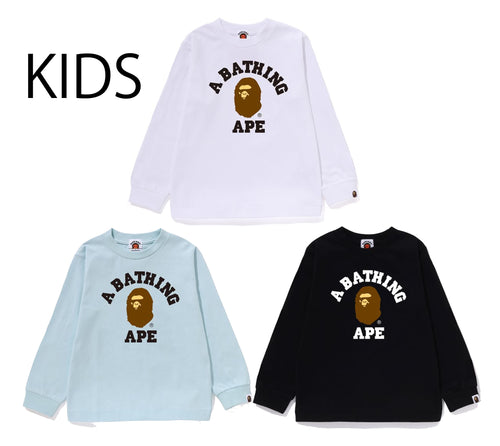 A BATHING APE BAPE KIDS COLLEGE L/S TEE