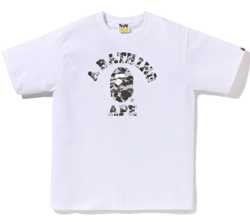 A BATHING APE HEATHER GRAY CAMO COLLEGE TEE