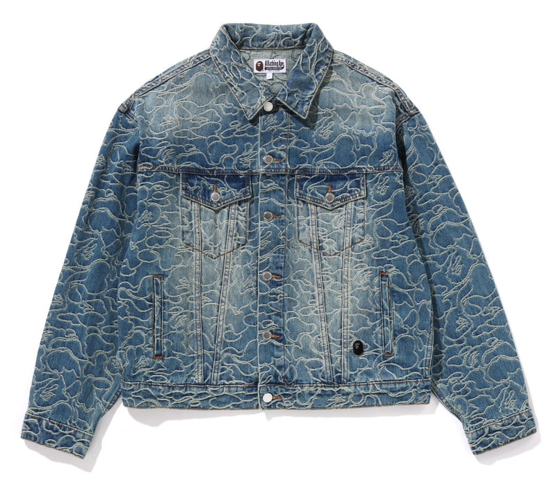 A BATHING APE LINE CAMO JACQUARD 13oz DENIM JACKET