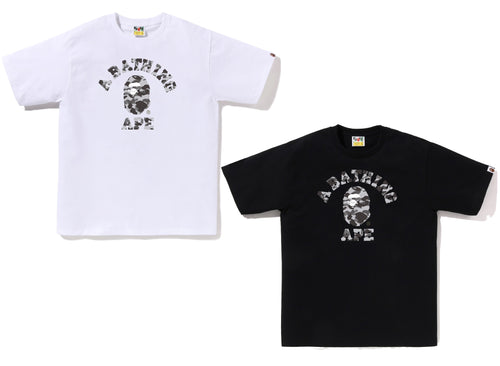 A BATHING APE HEATHER GRAY CAMO COLLEGE TEE