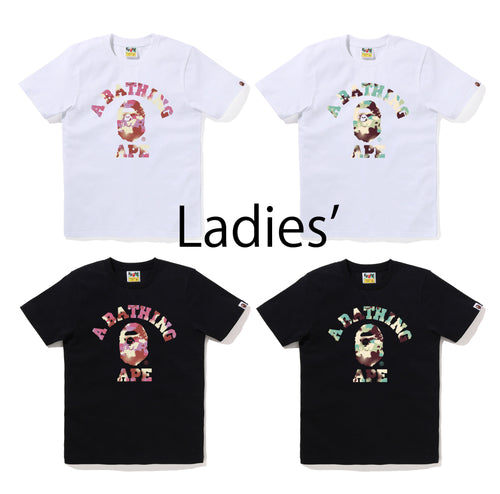 A BATHING APE Ladies' MAP CAMO COLLEGE TEE