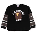 A BATHING APE BAPE KIDS COLLEGE LAYERED SLEEVES RELAXED FIT LS TEE