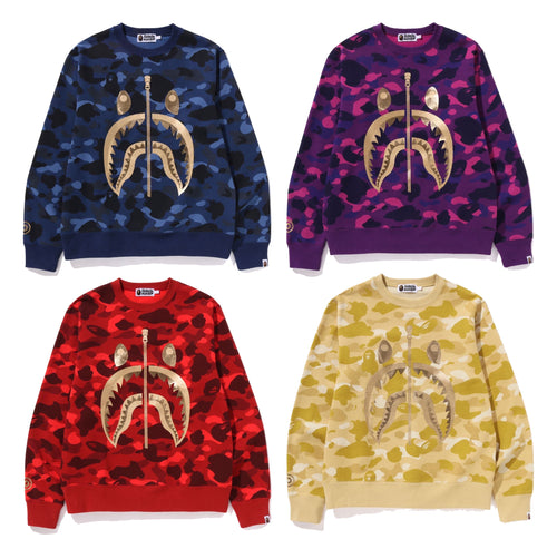 A BATHING APE COLOR CAMO SHARK CREWNECK