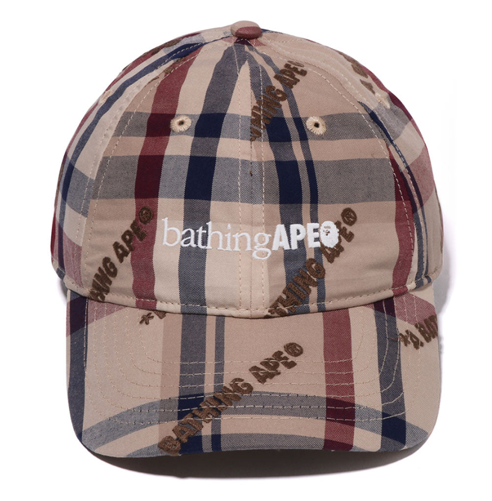 A BATHING APE A BATHING APE LOGO CHECK PATTERN CAP