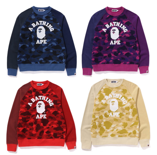 A BATHING APE COLOR CAMO COLLEGE CREWNECK