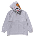 A BATHING APE SHARK LOGO HALF ZIP RELAXED FIT PULLOVER HOODIE