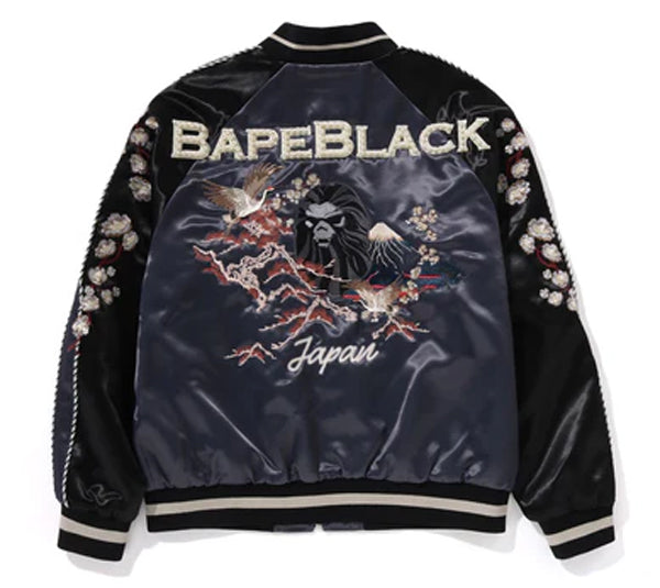 A BATHING APE BAPE BLACK SOUVENIR JACKET