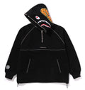 A BATHING APE SHARK LOGO HALF ZIP RELAXED FIT PULLOVER HOODIE