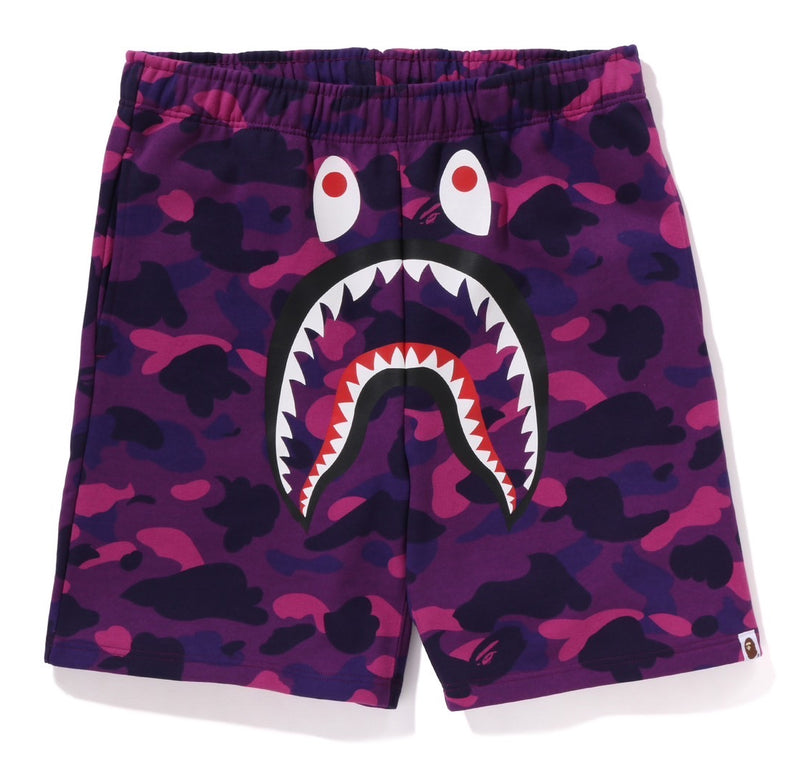 A BATHING APE COLOR CAMO SHARK SWEAT SHORTS