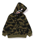 A BATHING APE BAPE KIDS 1ST CAMO PATCH PRINT SHARK ZIP HOODIE