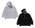 A BATHING APE SHARK LOGO HALF ZIP RELAXED FIT PULLOVER HOODIE