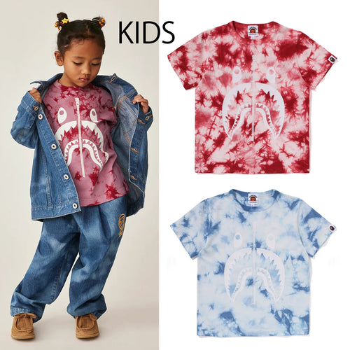 A BATHING APE BAPE KIDS SHARK TIE DYE TEE