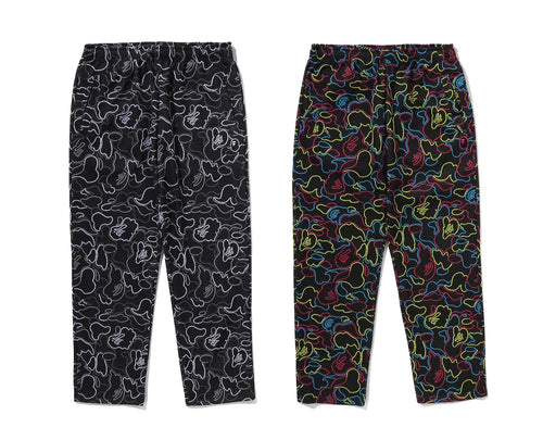 A BATHING APE NEON CAMO RELAXED FIT TRACK PANTS