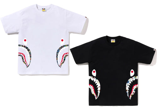 A BATHING APE FLORAL CAMO SIDE SHARK TEE