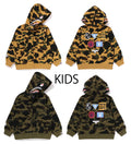 A BATHING APE BAPE KIDS 1ST CAMO PATCH PRINT SHARK ZIP HOODIE