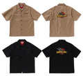 A BATHING APE DRAGON EMBROIDERY OPEN COLLAR SHIRT