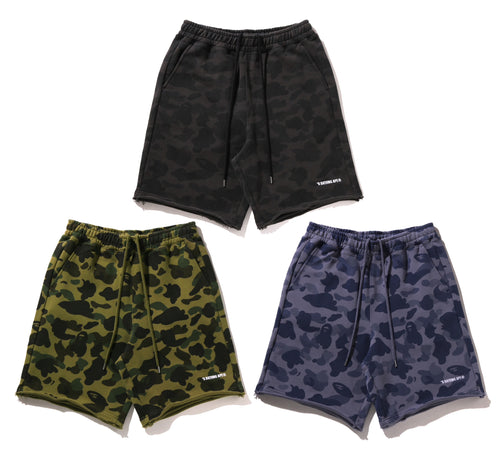 A BATHING APE 1ST CAMO HEAVY WASHED RELAXED FIT SWEAT SHORTS