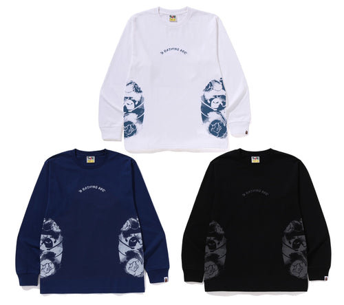 A BATHING APE JAPANESE TATTOO SIDE BIG APE HEAD L/S TEE