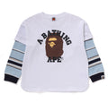 A BATHING APE BAPE KIDS COLLEGE LAYERED SLEEVES RELAXED FIT LS TEE