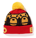 A BATHING APE BAPE KIDS SQUARE MILO POM POM KNIT CAP