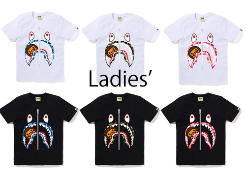 A BATHING APE Ladies' ABC CAMO MILO SHARK TEE