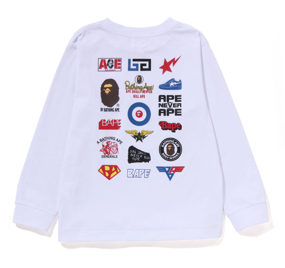 A BATHING APE BAPE KIDS MULTI LOGO L/S TEE ( KIDS & JUNIOR )