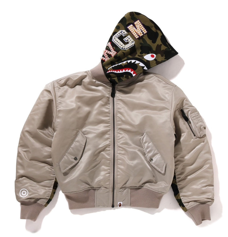 A BATHING APE Ladies' SHARK HOODIE MA-1 JACKET