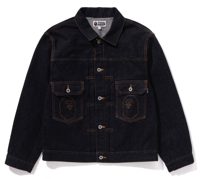 A BATHING APE APE HEAD DENIM JACKET