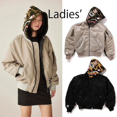 A BATHING APE Ladies' SHARK HOODIE MA-1 JACKET