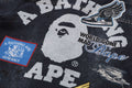 A BATHING APE BAPE KIDS SHARK BAPE EMBLEM DENIM JACKET PRINT ZIP HOODIE