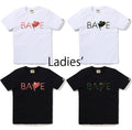 A BATHING APE Ladies' 1ST CAMO HEART BAPE LOGO TEE