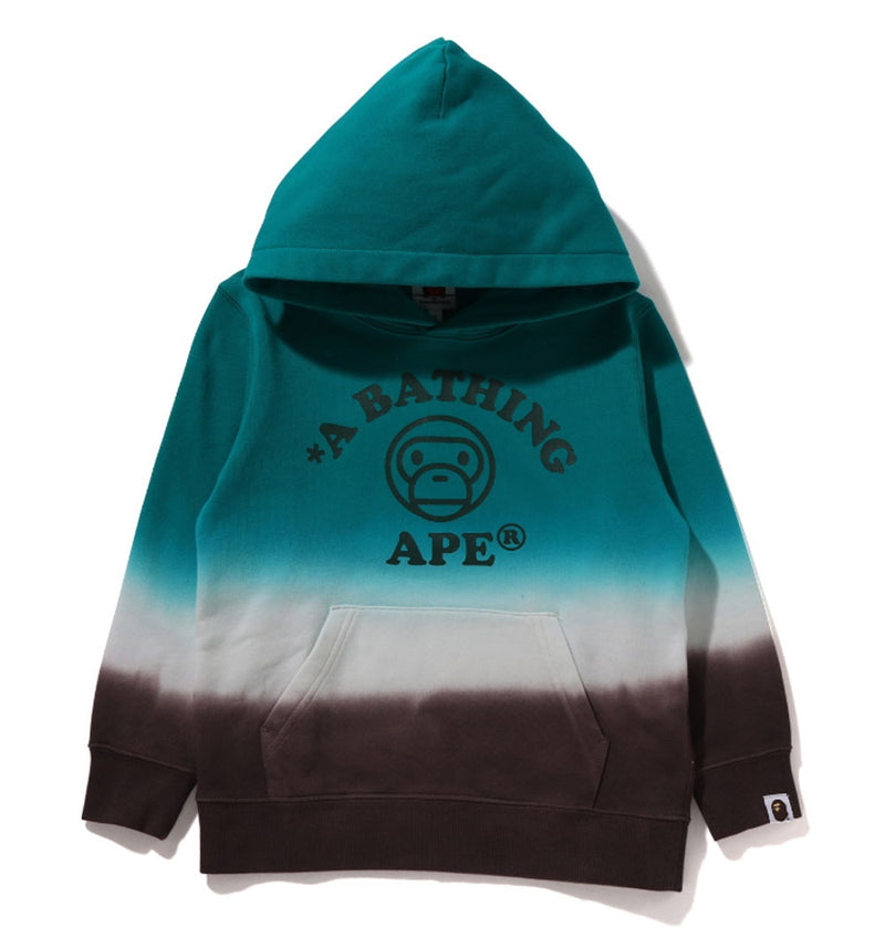 A BATHING APE BAPE KIDS GRADATION MILO COLLEGE PULLOVER HOODIE