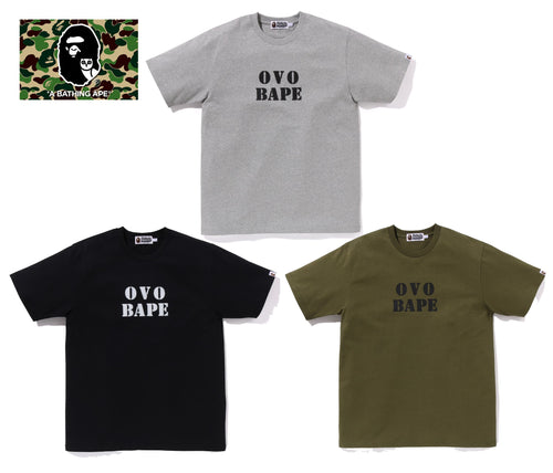 A BATHING APE BAPE x OVO STENCIL LOGO TEE