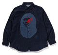 A BATHING APE STA APE HEAD RELAXED FIT DENIM L/S SHIRTS