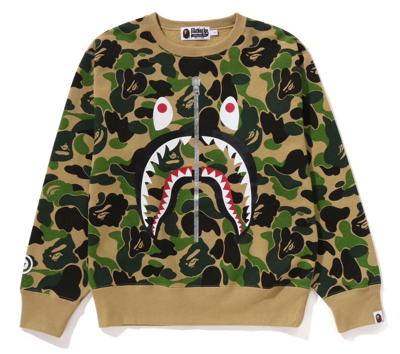 A BATHING APE Ladies' ABC CAMO SHARK CREWNECK SWEAT SHIRT