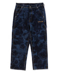 A BATHING APE FLORAL CAMO JACQUARD RELAXED FIT DENIM WORK PANTS