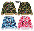 A BATHING APE Ladies' ABC CAMO SHARK CREWNECK SWEAT SHIRT