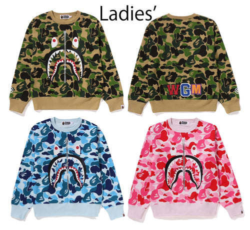 A BATHING APE Ladies' ABC CAMO SHARK CREWNECK SWEAT SHIRT