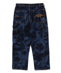 A BATHING APE FLORAL CAMO JACQUARD RELAXED FIT DENIM WORK PANTS