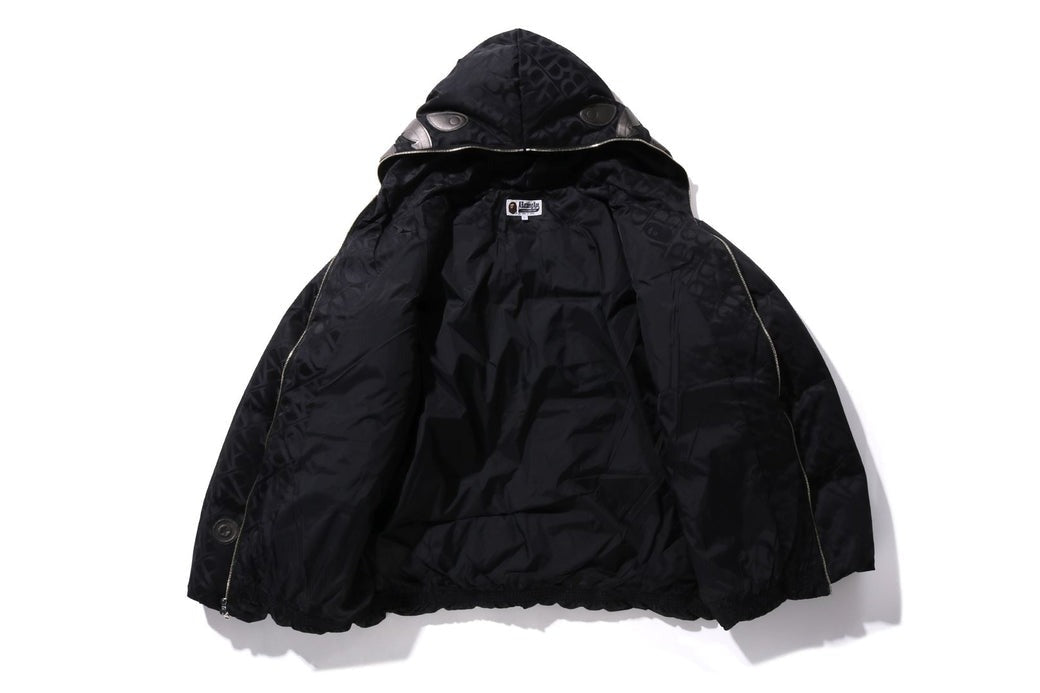 A BATHING APE SPORT MONOGRAM SHARK HOODIE PUFFER DOWN JACKET