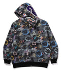 A BATHING APE FLORAL CAMO SHARK RELAXED FIT FULL ZIP HOODIE