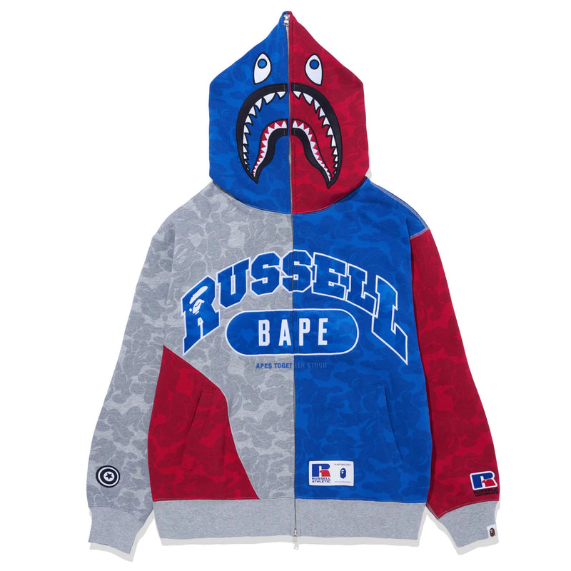 A BATHING APE BAPE x RUSSELL SHARK FULL ZIP HOODIE