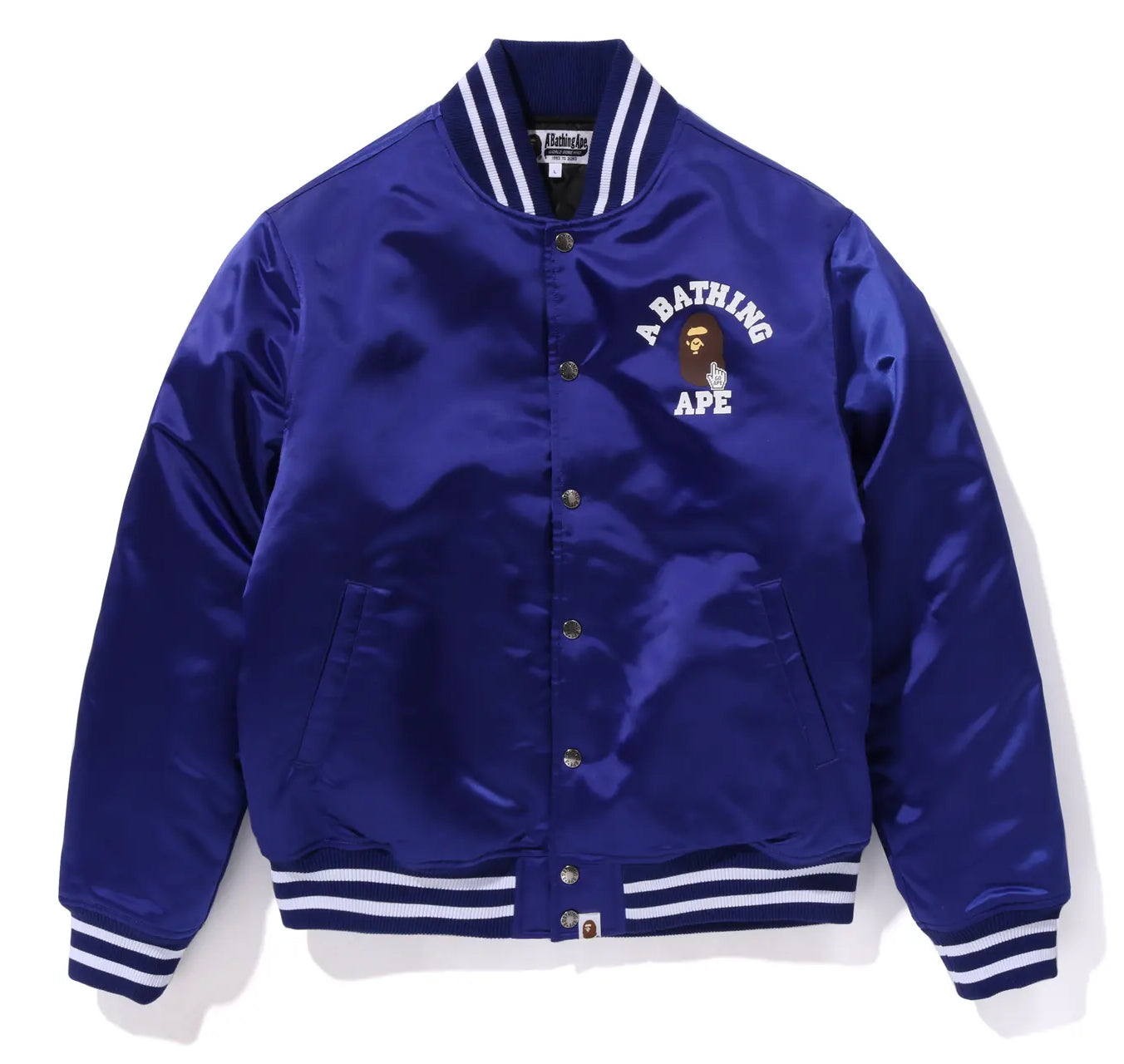 A BATHING APE ONLINE EXCLUSIVE BAPE ONLINE COLLEGE ONE POINT NYLON VARSITY  JACKET