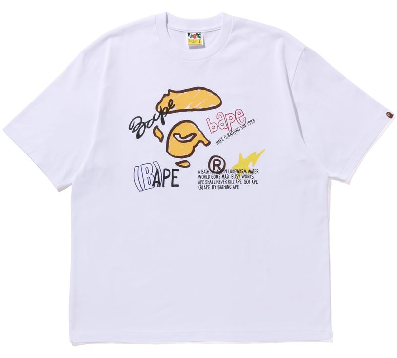 A BATHING APE HAND DRAW GRAPHIC RELAXED FIT TEE