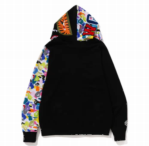 A BATHING APE MULTI CAMO NYC LOGO SHARK HOODIE