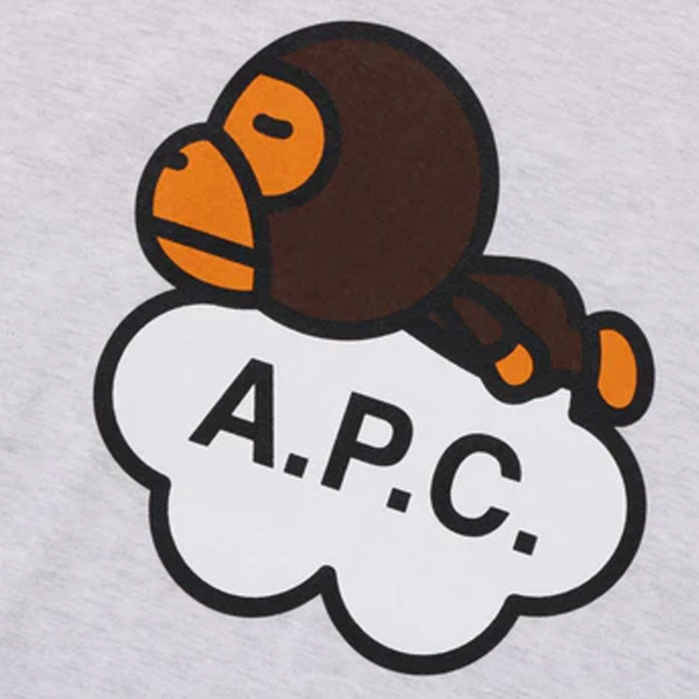 在庫限りセール APC X APE CREWNECK Milo Cloudスウェットシャツ BAPE