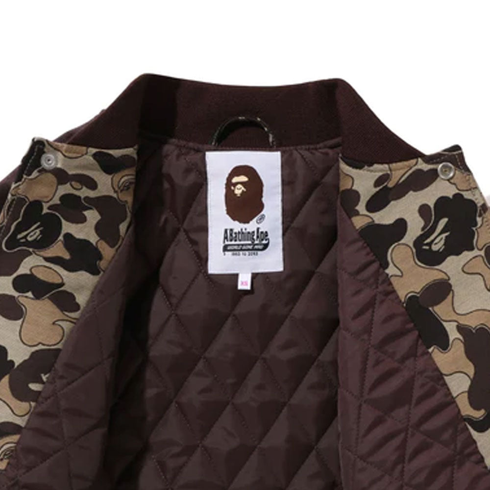 A BATHING APE Ladies' COOKIE CAMO 2 VARSITY JACKET