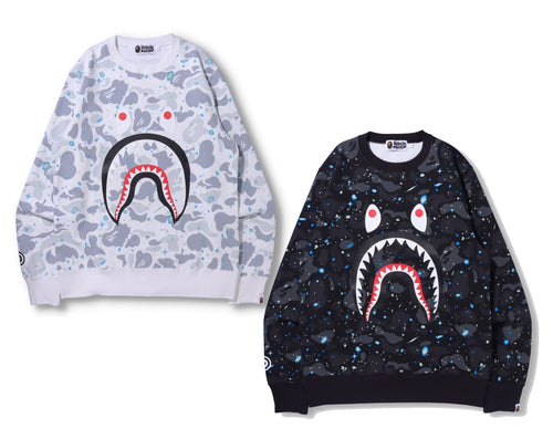 A BATHING APE SPACE CAMO SHARK CREWNECK