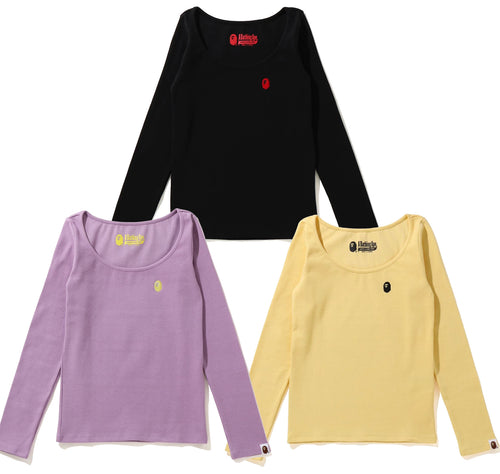 A BATHING APE Ladies' APE HEAD ONE POINT RIB L/S TEE