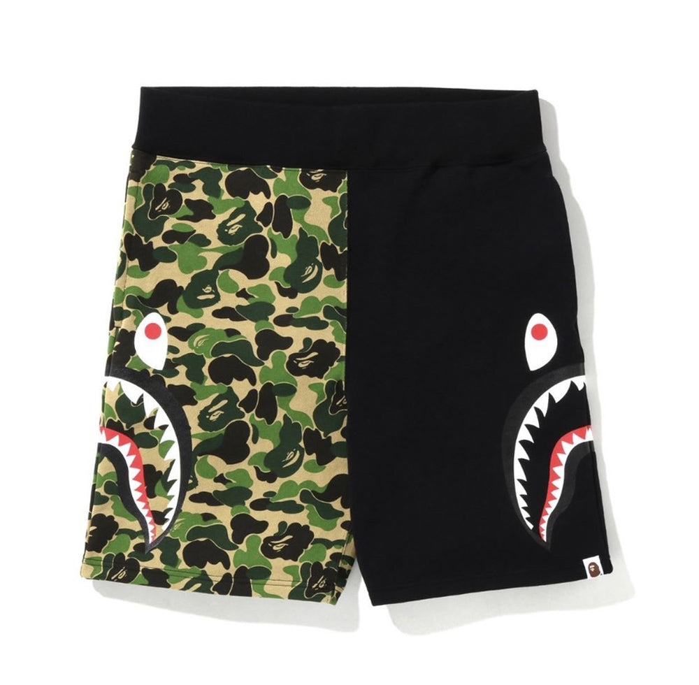 A BATHING APE ABC CAMO SIDE SHARK SWEAT SHORTS